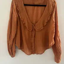 Carly Jean Los Angeles Ruffled Blouse - Tan