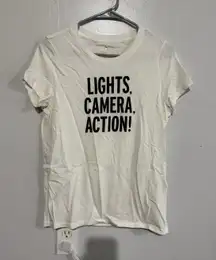 Kate Spade Call To Action T-Shirt Women's Size M "Lights, Camera, Action"
