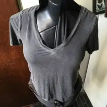 Nordstrom Ten Sixty Sherman distressed gray v-neck basic tee