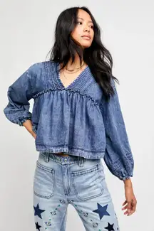 ❤️Free people charlotte denim blouse