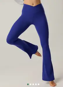 Offline by Aerie Real Me Cross Over Waist Flare Leggings NWT S Deep Cobalt