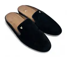 Vionic Black Suede Leather Slip On Mules Womens 8 Comfort Shoes Flats Fall