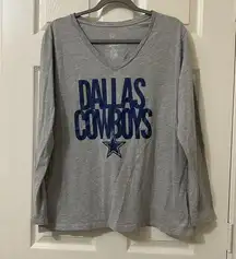 NFL Dallas Cowboys Authentic   Women's Long Sleeve Glitter Shirt Plus Size 2XL