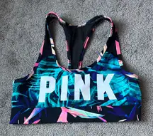 Pink VS Ultimate Unlined Racerback Tropical Sports Bra SIZE M