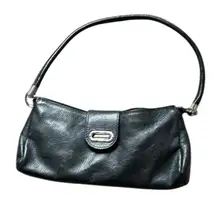 Vintage Vera Pelle Leather Black fold over clasp Shoulder Bag