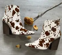 Cowhide Pattern Ankle Booties, size 8.5