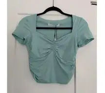 $128 New Susana Monaco Gathered Front Crop Top - Mint - Small