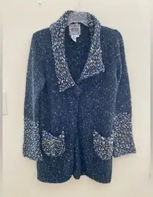 CURIO one button crotchet front pockets cardigan/ sweater.