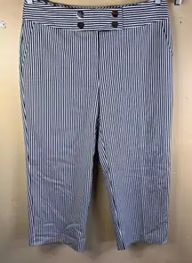 Chico’s Crop Pin Stripe Womens‎ Size 14 Nautical Capri Pants Work Career Wear