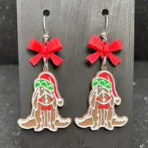 Eeyore Christmas Earrings with Red Bows