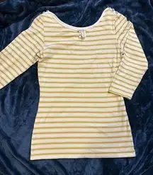 Matilda Jane Yellow Striped Shirt with Button accents size large