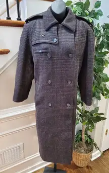Harve' Benard Women's Gray 100% Wool Long Sleeve Buttons Front Trench Coat XL