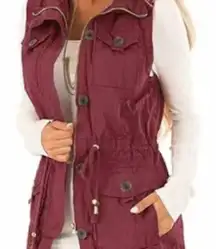 YMI COLLECTION Cargo Military Vest Small Burgundy