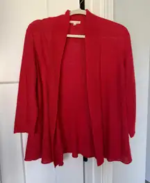 Eileen Fisher Hemp Red Open Cardigan Knit Sweater