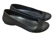 Crocs Gianna Alice Ballet Flats Womens 8 Black Shiny Cap Toe Slip On Comfort