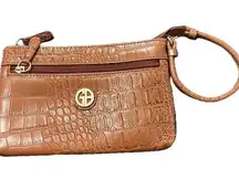 Giani Bernini Crocodile Embossed Wristlet Purse, Brown