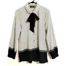 Karl Lagerfeld  Paris Polka Dot Bowtie Front Long Sleeve Button Down Medium NEW