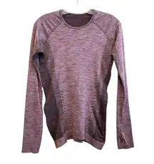 Sweaty Betty Long‎ Sleeve Activewear Top Size S Purple Space Dye Vents Stretch