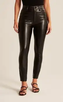 Abercrombie & Fitch Black The Skinny High Rise Faux Leather Pants Size 6 Long