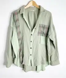POL Patchwork Button Down Shirt Gauze Size Small