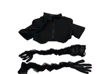 Finesse Cropped Sora Black Button Up Shirt & Gloves in Black