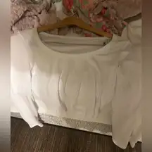 white square neck tight shirt