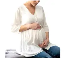 NWT Seraphine Swiss Dot Buttoned Blouse Tunic Top White Maternity Nursing US 14