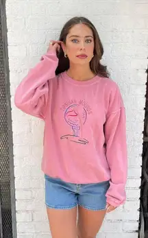 Vintage pastel pink genuine pigment brand oversized crewneck sweatshirt with embroidered logo sz s