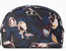 Kate Spade Floral Cosmetic Case Makeup Bag Travel Pouch Navy Multi NWT