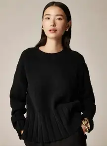 J Crew Marina Sweater In Textured Cotton Blend Chunky Knit Black XS