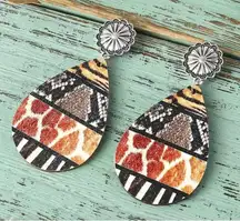 🌅🌅🌅3 for 12 🌅🌅🌅Safari Print Teardrop Earrings