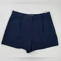 Abercrombie & Fitch Women's Pleated High Rise Trouser Shorts Blue Size XL NWT