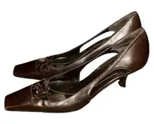 Kate Spade New York Brown Leather Square Toe Vintage Pump