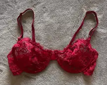Red Hot Sexy Full Lace Unlined Bra Women’s Sz Small EUC