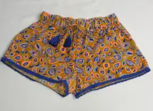 Aerie High Waist Women's Shorts in Orange and Blue