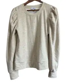 Evereve Cream Textured Puff Sleeve Sweatshirt Pullover Women's Size M