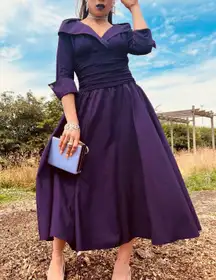 R&M Richards Women's Ruched 3/4 Sleeves Evening Dress Size 8