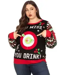 Tipsy Elves Ugly Christmas Sweater Drinking Game Black Size XXL 2X