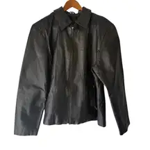 Phase‎ Two Vintage Black Leather Jacket XL Full Zip Classic Moto BIker Grunge
