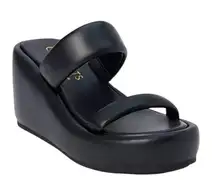 Coconuts by Matisse Unique Black Slip-On Wedge Sandals size 9