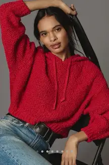 Pilcro Sailcloth Hooded Sweater Red Size Medium Anthropologie