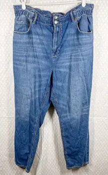 American Eagle Dark Wash Paperbag High‎ Rise Mom Jeans