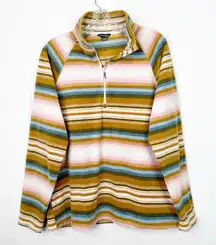 EDDIE BAUER | Striped 1/4 Quarter Zip Fleece Long Sleeve Top Sz. Large