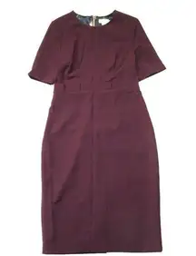 NWT Ted Baker Maggidd in Deep Purple Pleated Ruffle Waist Pencil Dress 4 / US 12