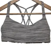 Womens Lululemon Free To Be Serene Gray White Black Striped Sports Bra Size 8