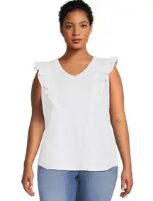 NWT  Women's Plus Size Ruffled V-Neck Top Size;2X (20w-22w)