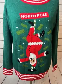 Tipsy Elves Santa Pole Dancing North Polo Pullover Knit Ugly Sweater‎ Medium
