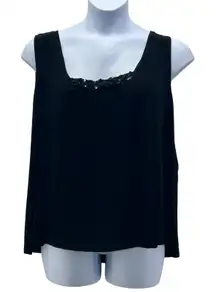 Slinky Brand Embellished Tank Top Black 3X