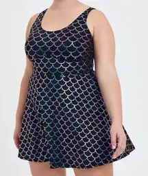 Torrid Iridescent Mermaid Scale Scoop Neck Swim Dress Swimsuit