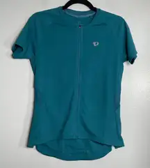 PEARL IZUMI Short Sleeve Full Zip Cycling Jersey Top Medium Teal Biking Outdoors